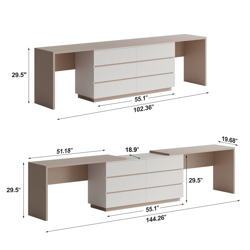 Hokku Designs Jerymiah Modern Home Office Desk Extendable